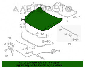 Capota goală Mazda 6 13-17 roșie 41V, locul sub protecția de paragolă este ruginat.