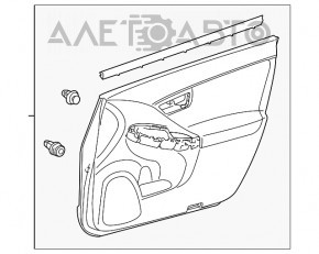 Capacul ușii, cartela din față stânga Toyota Prius 30 10-15, material textil gri închis, uzat.