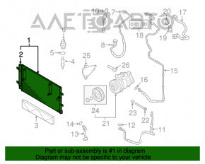 Radiatorul condensatorului de aer condiționat Audi Q5 8R 09-17 2.0T