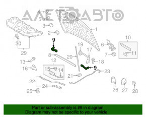 Garnitura aripa capota - aripa dreapta Audi Q5 8R 09-17, suport rupt, fisurat