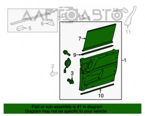 Capacul usii, cartela din spate dreapta pentru Toyota Sienna 11-14 gri.