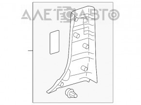 Capacul stâlpului central, partea de jos, stânga, Toyota Sienna 11-14, gri.