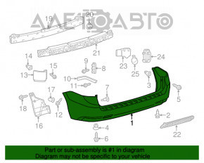 Бампер задний голый Toyota Sienna 11-20 L, LE, XLE, золотистый, прижат, царапины