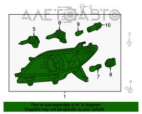 Far stânga față Toyota Sienna 11-20, gol, halogen, pentru polizare, micro-fisuri.