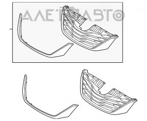 Grila radiatorului asamblată Toyota Sienna 11-14 LE, crom nou, neoriginal.