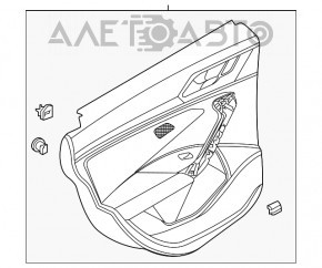 Capacul usii spate stanga VW Jetta 19- negru cu insertie neagra din plastic, cotiera din piele, cu difuzor.