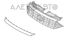 Решетка радиатора grill VW Jetta 19- без эмблемы новый неоригинал