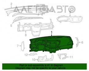 Torpedo fără airbag pentru panoul frontal Dodge Dart 13-16.