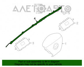 Perna de siguranță airbag, cortina laterală stânga Nissan Murano z52 15-18, cartuș ruginiu.