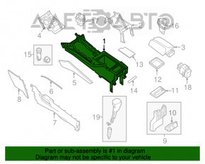 Consola centrală cu cotieră pentru Nissan Murano Z52 15-16, piele neagră, zgârieturi.