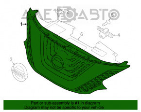 Grila radiatorului cu emblema Nissan Murano z52 15-18, cu fisuri și fixare.