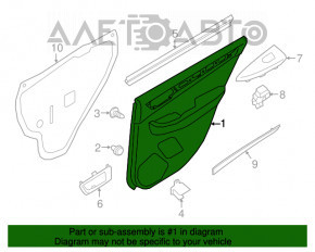 Capacul usii card spate dreapta Subaru Legacy 15-19 piele, negru, insertie argintie.