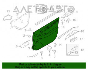 Capacul ușii, cartela frontală stânga Subaru Legacy 15-19 piele, negru, inserție gri, zgârietură.