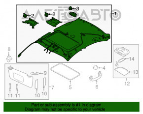 Acoperirea plafonului Subaru Legacy 15-19 gri fără geam panoramic, zgârieturi, pete, necesită curățare.