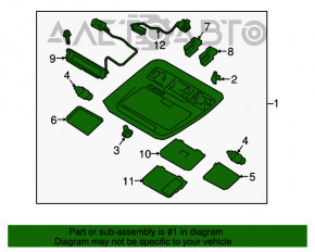 Plafonul de iluminare frontal pentru Subaru Legacy 15-19 gri fără geam panoramic.