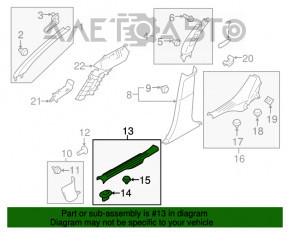 Capac prag fata stanga cu insertie cromata pentru Subaru Legacy 15-19, neagra.