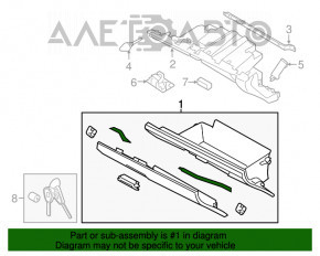 Cutie de mănuși, compartiment Subaru Outback 15-19 negru, crăpat în fixare.