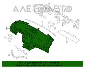 Panoul frontal fără AIRBAG pentru Subaru Legacy 15-19, negru.