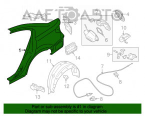 Aripa spate stânga Subaru Legacy 15-19, gri, cu stâlp central, lovitura, abatere