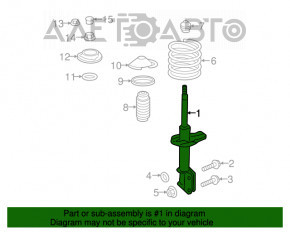 Suportul amortizorului asamblat, față stânga, Subaru Legacy 15-19, ruginit.