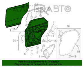 Ușa din spate dreapta asamblată Lexus RX350 RX450h 16-22 hibrid, fără cheie, argintie, cu card, buton, fără capac inferior, cu mucegai.