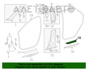 Накладка порога внутр задняя левая Lexus RX350 RX450h 16-22 черн с хромом