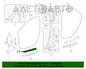 Накладка порога внутр передняя левая Lexus RX350 RX450h 16-22 черная с хромированной накладкой, надломано крепление