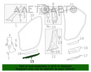 Накладка порога внутр передняя правая Lexus RX350 RX450h 16-22 черная, с хромированной накладкой, сломано крепление