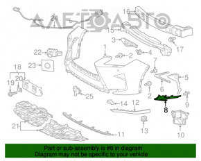 Grila laterala stanga a bara fata pentru Lexus RX350 RX450h 16-19, noua, originala OEM