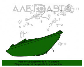 Far stânga față goală Ford Focus mk3 15-18 restilizată halogen lumină ușoară.