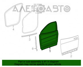 Дверь голая передняя правая Jeep Cherokee KL 14- черный PXR, крашенна, шпаклевана