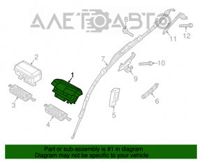 Airbagul de siguranță în volanul șoferului pentru Jeep Cherokee KL 14-18, negru, post-restilizare.