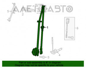 Centura de siguranță pentru pasageri Jeep Cherokee KL 14- negru, cu tensionator.