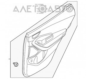 Capacul usii cardul din spate stanga Hyundai Santa FE Sport 13-18 negru cu insertie argintie din plastic, cotiera din piele