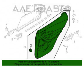 Capacul usii cardul din spate stanga Hyundai Santa FE Sport 13-18 negru cu insertie argintie din plastic, cotiera din piele