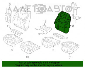 Пассажирское сидение Jeep Cherokee KL 14-18 без airbag, механич, тряпка, черное с серыми вставками