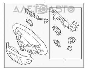 Volan gol Hyundai Santa FE Sport 13-16 pre-restilizare, piele, negru, defecte la fixare, zgârieturi.