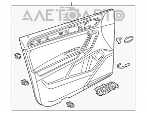 Обшивка двери карточка передняя левая VW Tiguan 18- черная, с пищалкой, подлокотник кожа черный