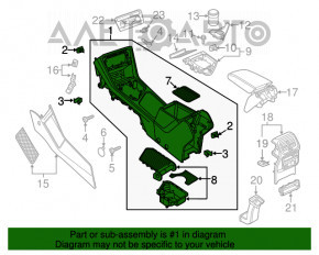 Consola centrală cu cotieră și suporturi pentru pahare VW Tiguan 18- material textil negru, zgârietură