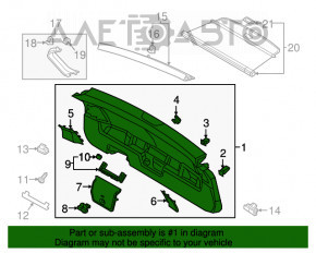 Capacul portbagajului inferior al usii VW Tiguan 18- negru, indoit, uzat