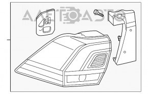 Lampa exterioară aripă stângă VW Tiguan 18- SUA, crom lucios.