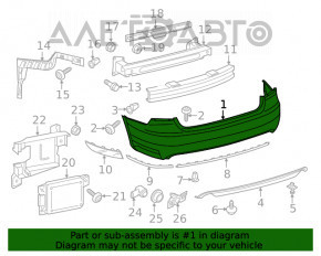 Bara spate completă VW Passat b8 16-19 SUA, ornamente, buza, reflectoare