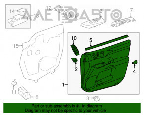 Capacul ușii, cartela din față dreapta Toyota Highlander 14-16 bej.