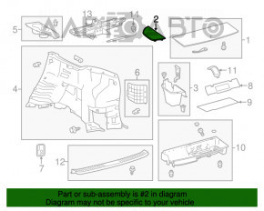 Capacul portbagajului stânga Toyota Highlander 14-19 negru, uzat.