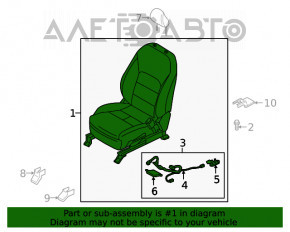 Пассажирское сидение Infiniti QX50 19- с airbag, электро, подогрев, кожа черн