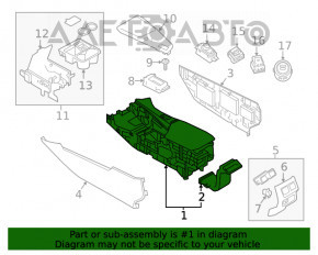 Consola centrală cu cotieră și suporturi pentru pahare pentru Infiniti QX50 19- piele bej zgâriată.