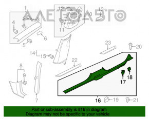 Накладка порога левая VW Passat b7 12-15 USA серая