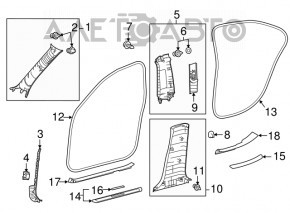 Capac prag interior spate dreapta pentru Lexus IS 14-20, negru, nou, original OEM