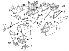 Consola centrală cu cotieră pentru Hyundai Santa FE Sport 13-16, neagră, zgâriată.