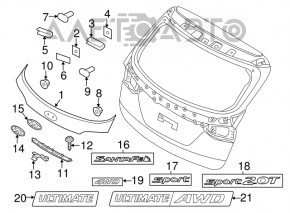 Moldura portbagajului Hyundai Santa FE Sport 13-18 cu emblema